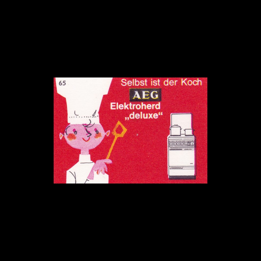 German matchbox labels for AEG (Allgemeine Elektricitäts-Gesellschaft) German for 'General electricity company'