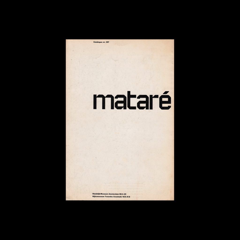 Mataré, Stedelijk Museum, Amsterdam, 1967 designed by Wim Crouwel (Total Design)