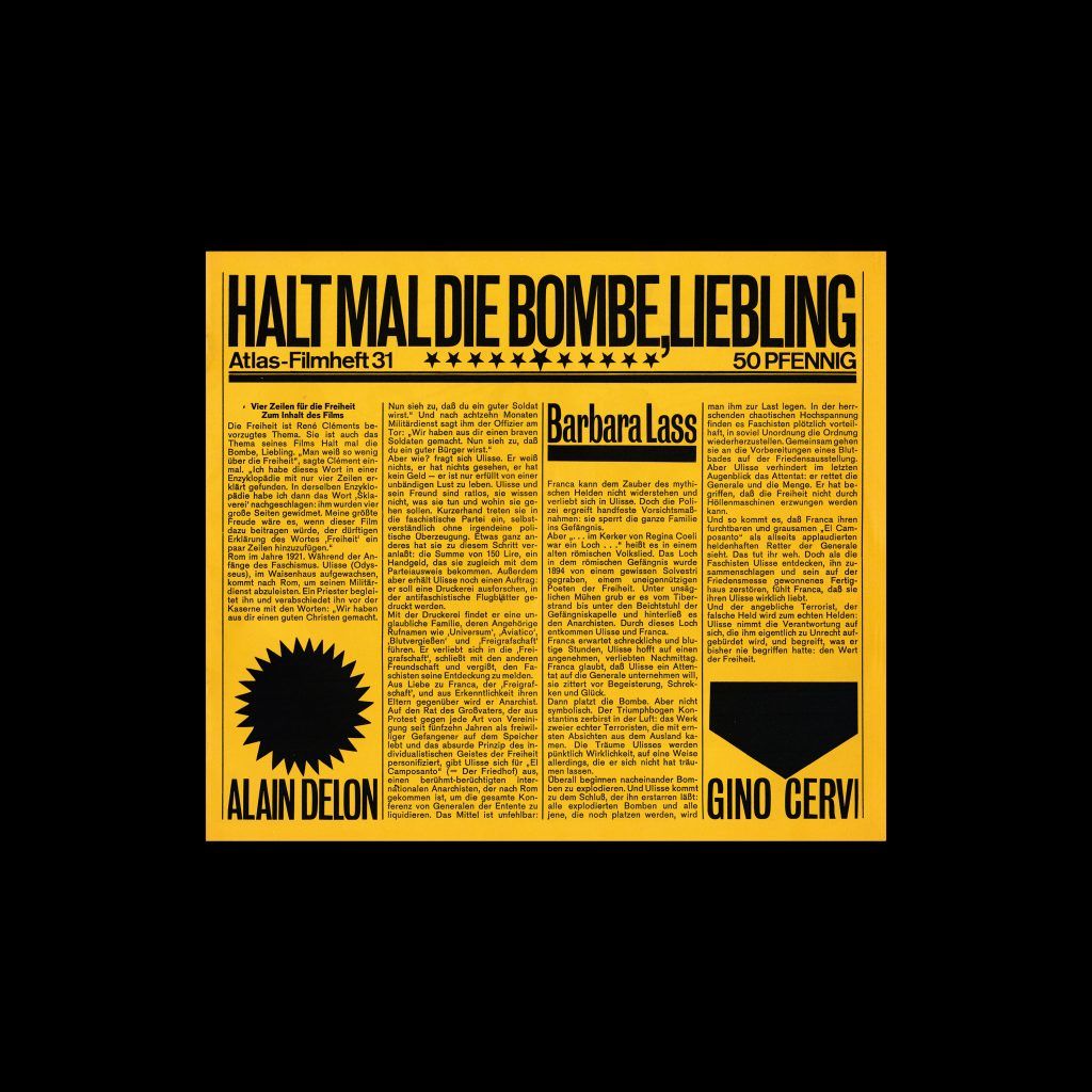 Atlas Filmheft 31 - Halt mal die Bombe, Liebling designed by Heinz Edelmann