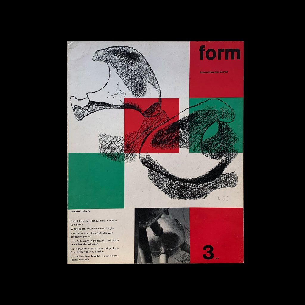 Form, Internationale Revue 3, 1958 , Cover: Le Corbusier, Inners: Müller-Blase