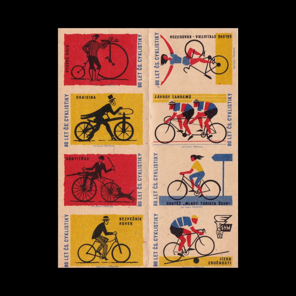 80 years of Cycling, Czechoslovakian 1960s Matchbox label set
