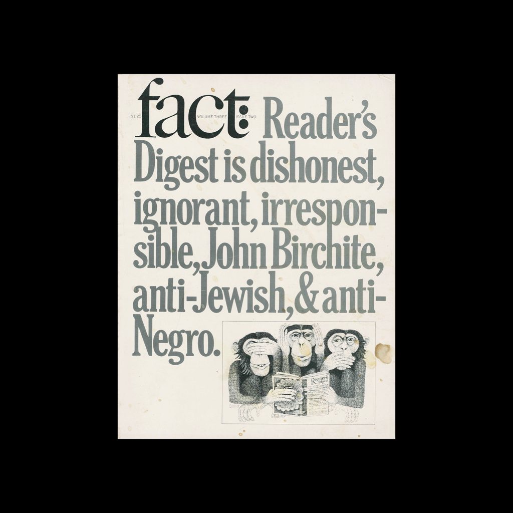 Fact, Volume Three, Issue Two, 1966. Designed by Herb Lubalin 