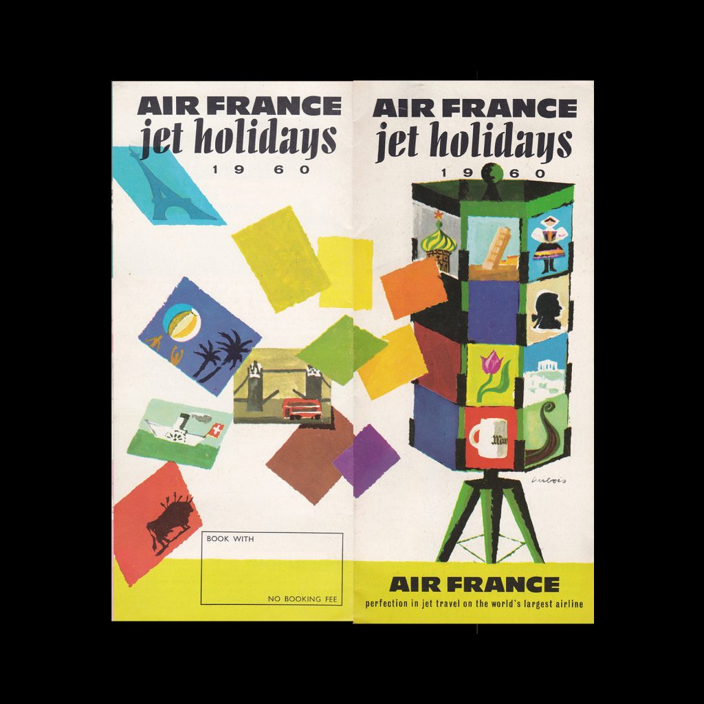Air France, Jet Holidays, 1960. Cover design by Jacques Dubois