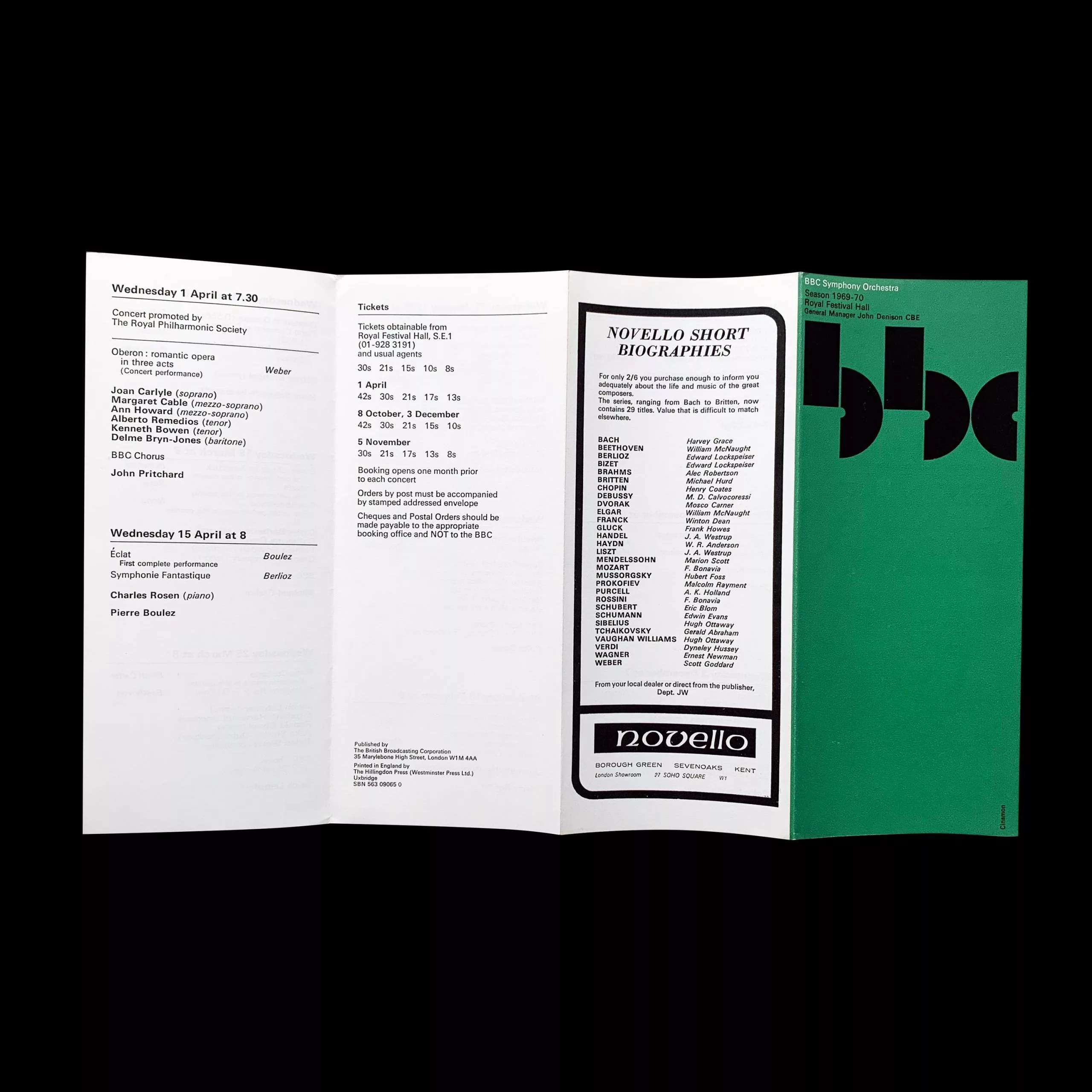BBC Symphony Orchestra, Season 1969-70, Brochure Designed by Gerald (Jerry) Cinamon