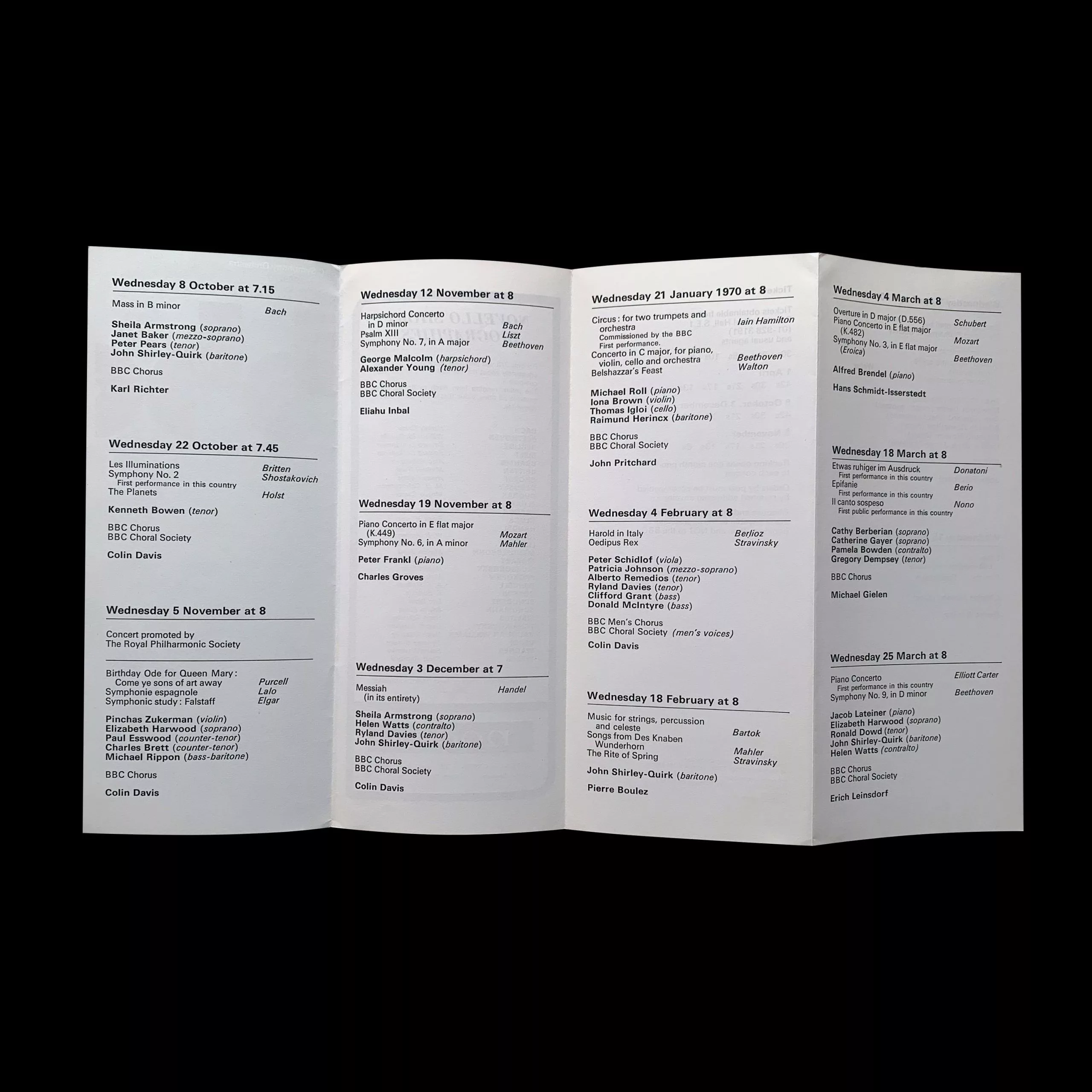 BBC Symphony Orchestra, Season 1969-70, Brochure Designed by Gerald (Jerry) Cinamon