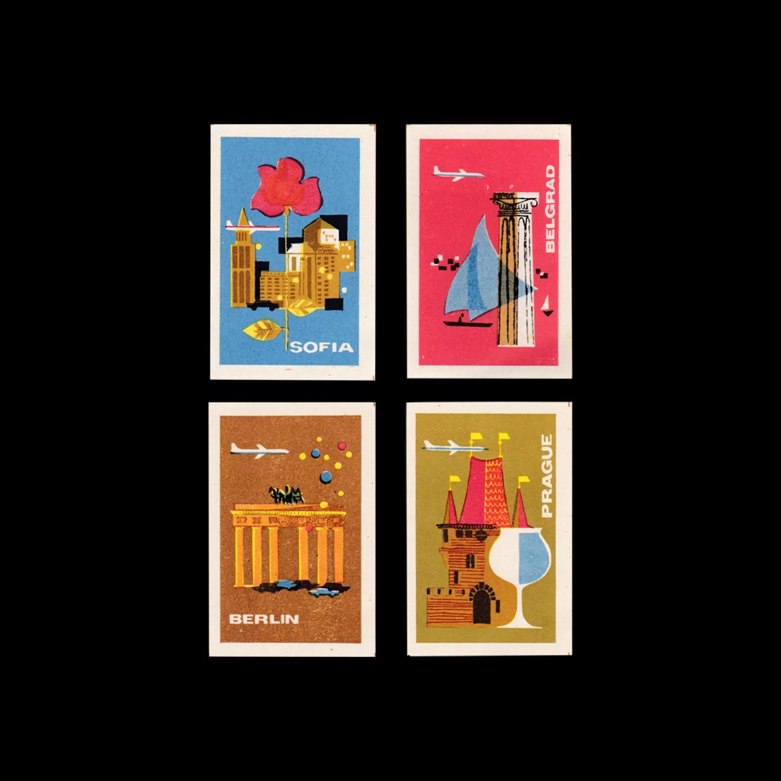 Fly to Our Country!, Russian 1968 Matchbox label set 3 Fly to Our Country!, Russian 1968 Matchbox label set