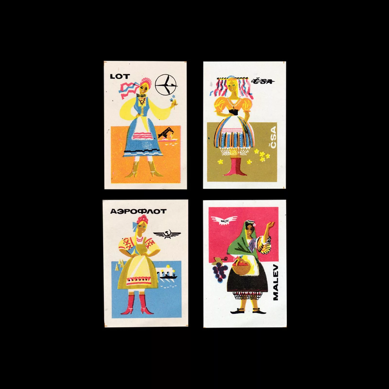 Fly to Our Country!, Russian 1968 Matchbox label set 2 Fly to Our Country!, Russian 1968 Matchbox label set