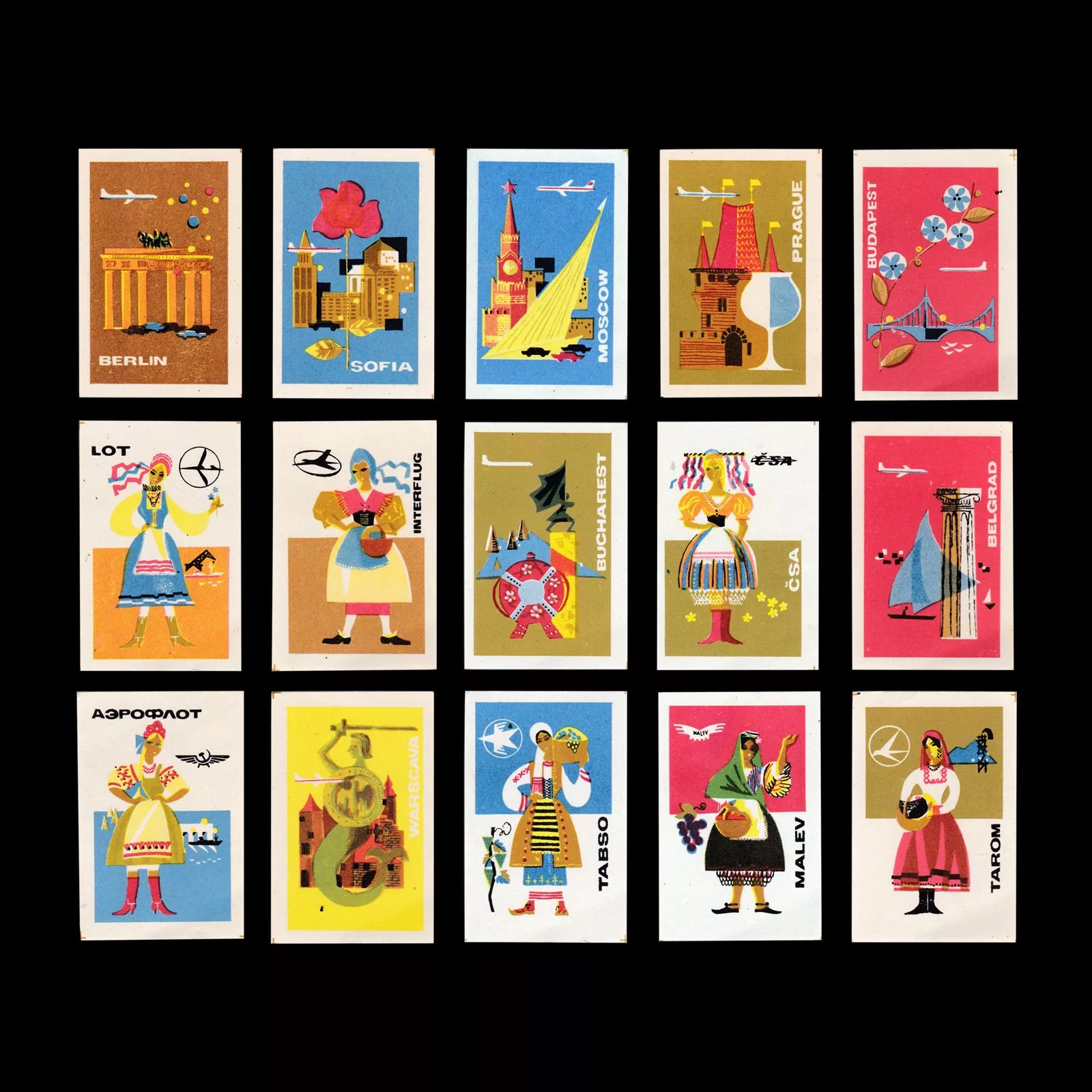 Fly to Our Country!, Russian 1968 Matchbox label set 1 Fly to Our Country!, Russian 1968 Matchbox label set