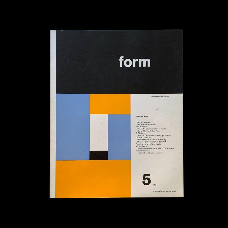 Form, Internationale Revue 5, 1959, Cover: Max Bill, Inners: Müller-Blase