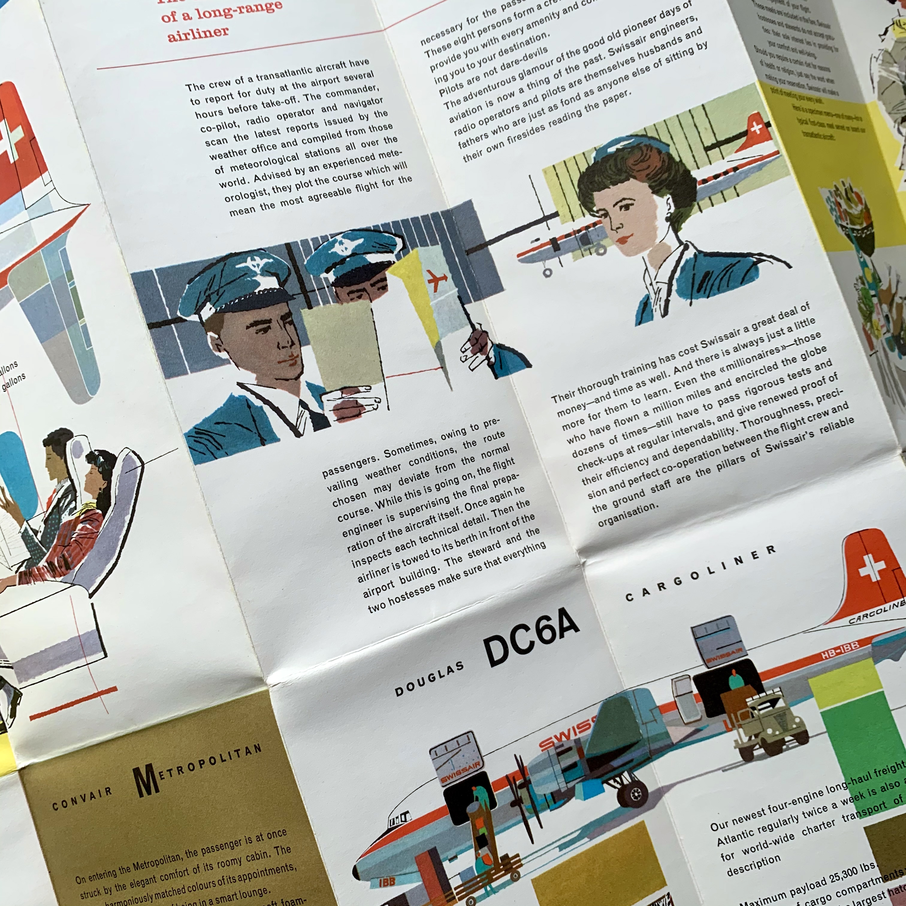 Swissair Routes Brochure, 1950s. Designed by Hugo Wetli