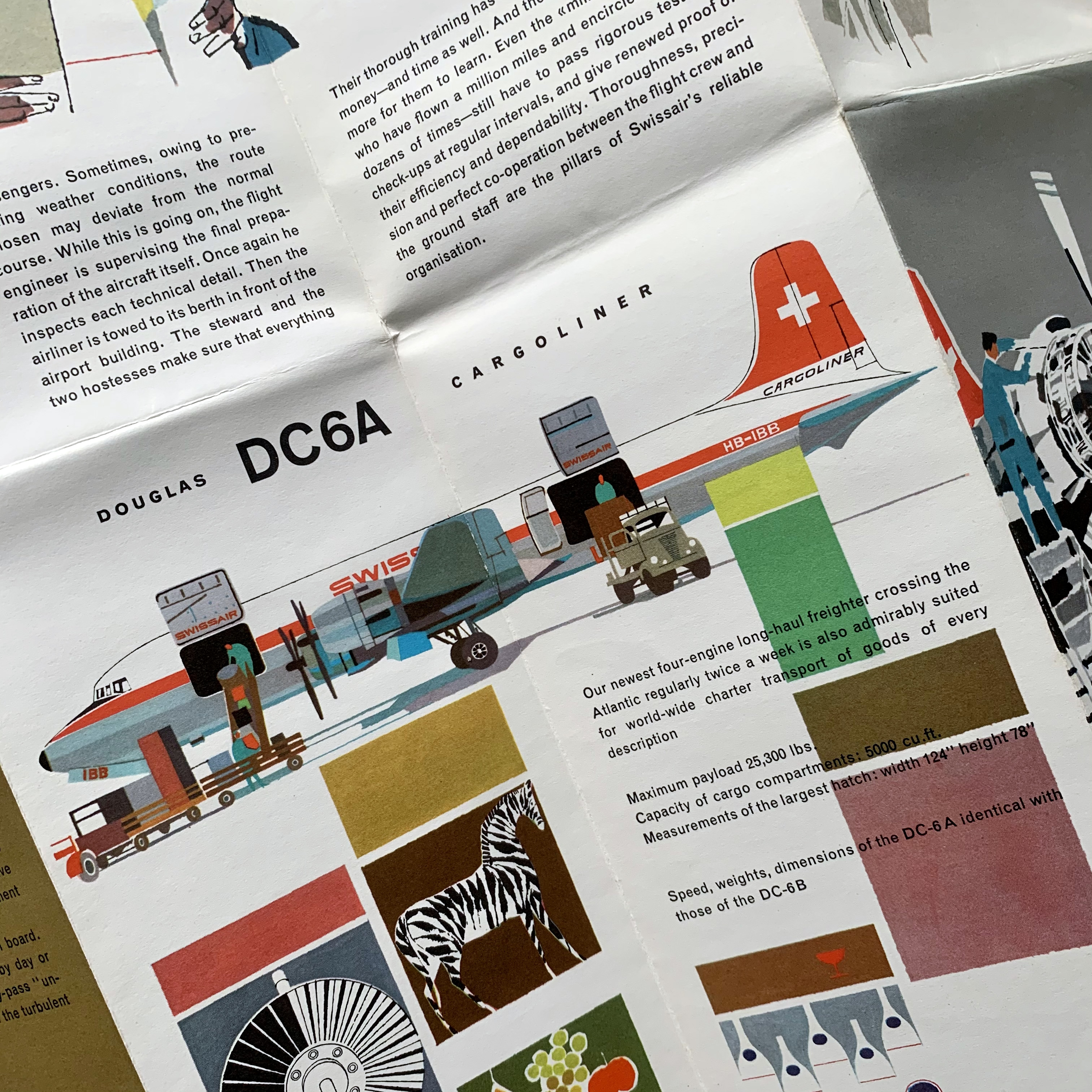 Swissair Routes Brochure, 1950s. Designed by Hugo Welti