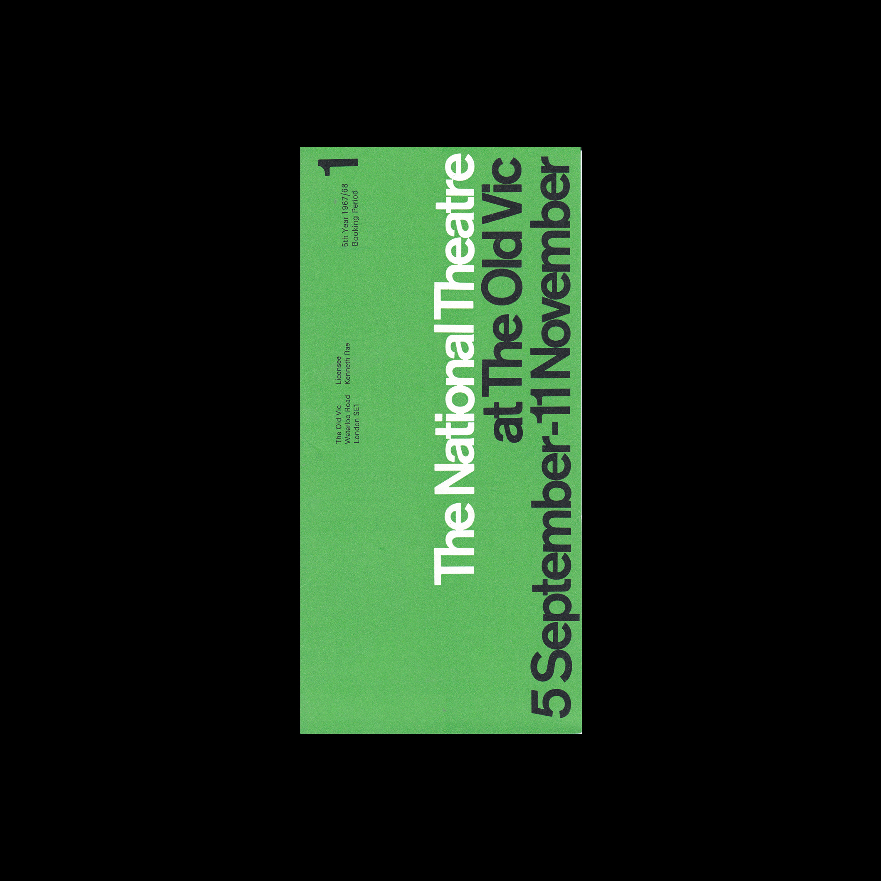 The National Theatre 1967/68 Booking Period Programme. Designed by Ken Briggs