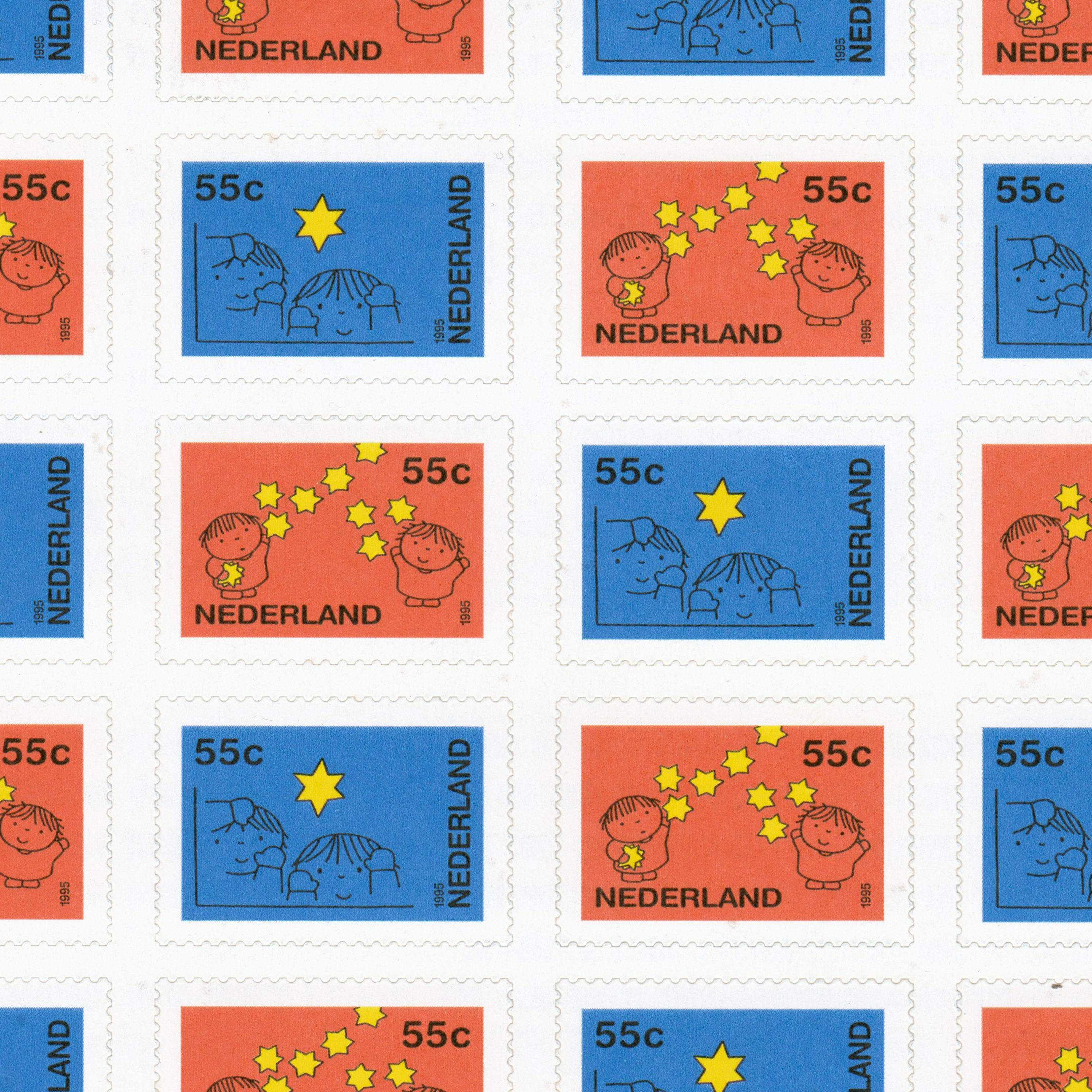 Decemberpostzegels 1995, Christmas Stamps, Sheet of 20. Designed by Dick Bruna
