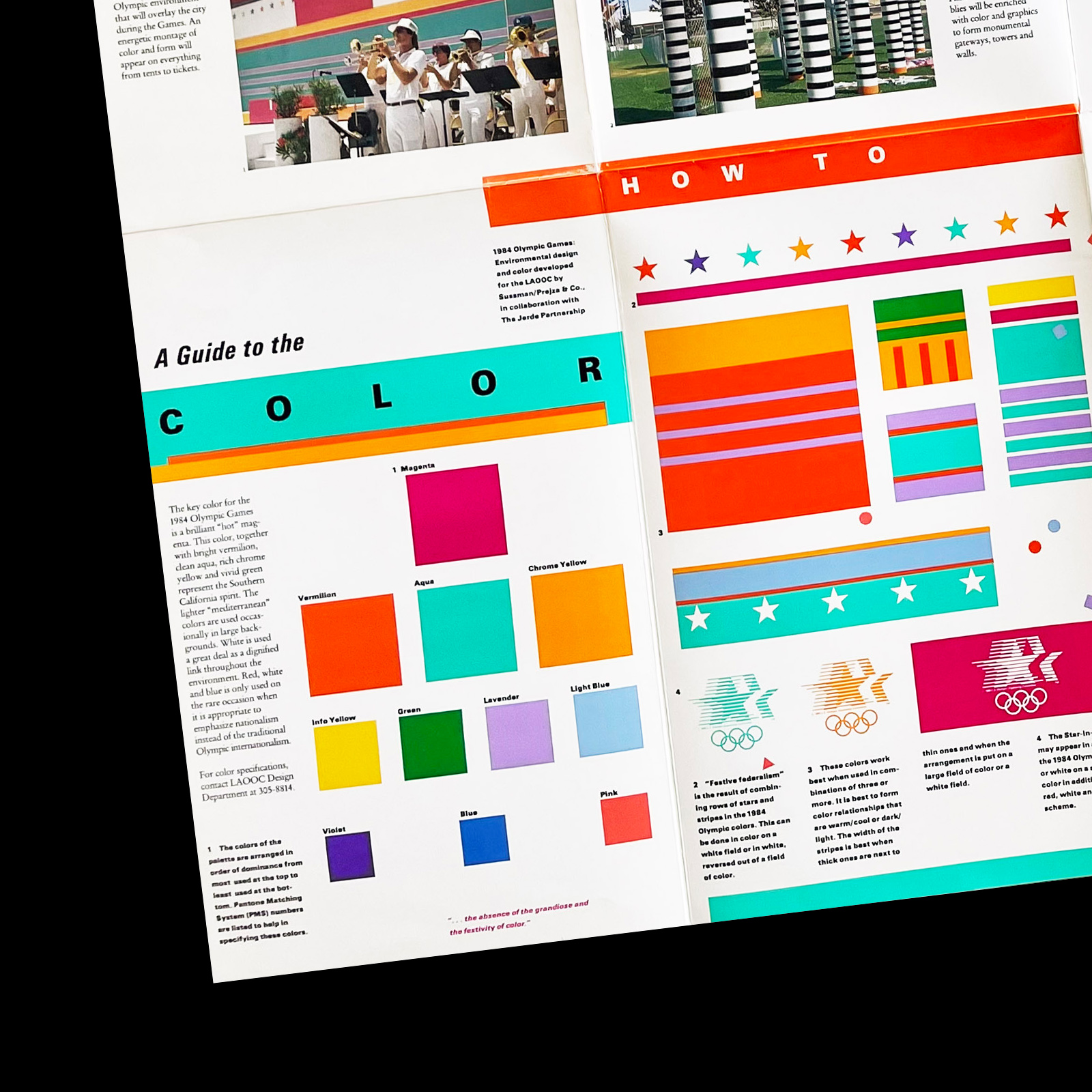 A Preview of the design for the 1984 Olympic Games designed by Deborah Sussman and Paul Prejza 