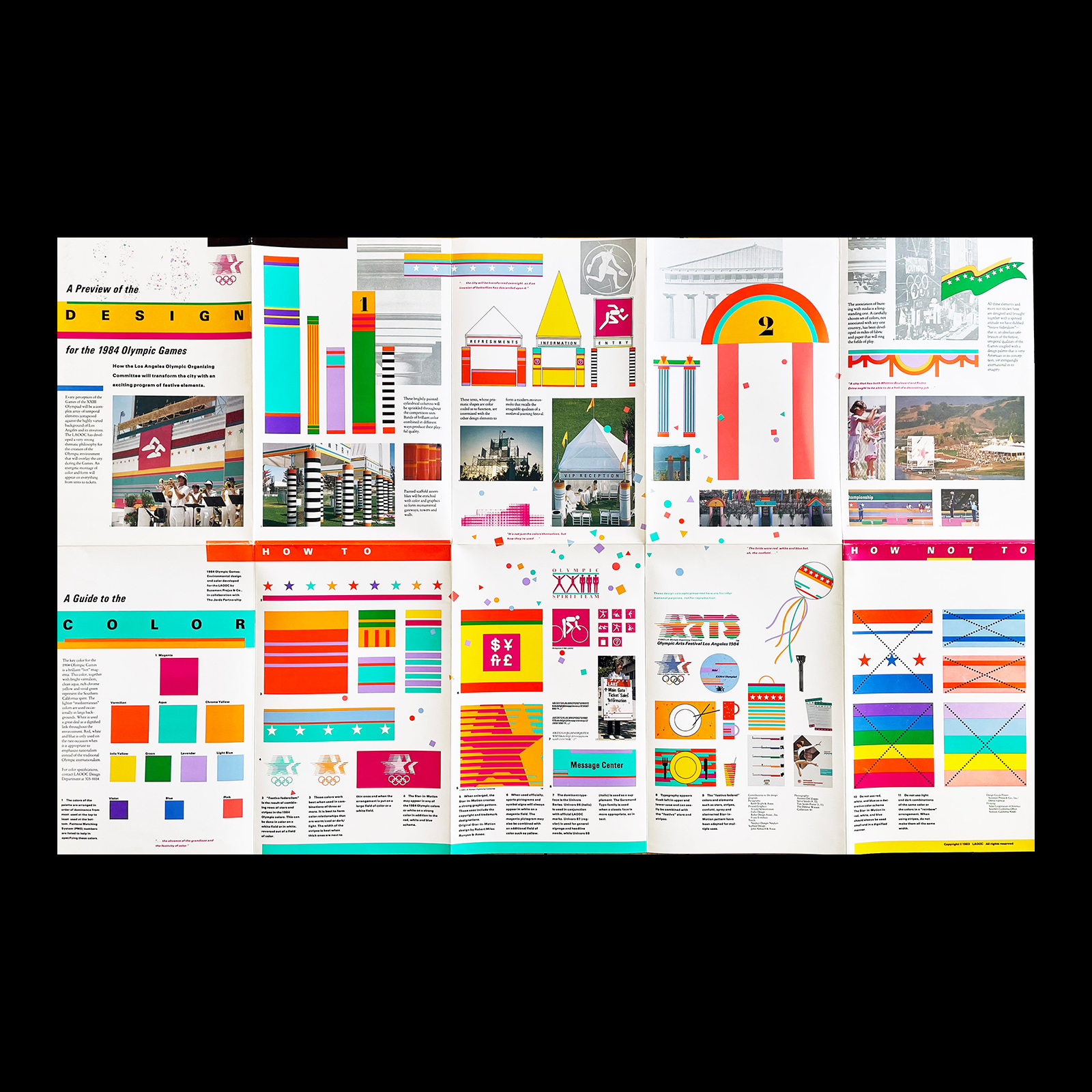 A Preview of the design for the 1984 Olympic Games designed by Deborah Sussman and Paul Prejza 