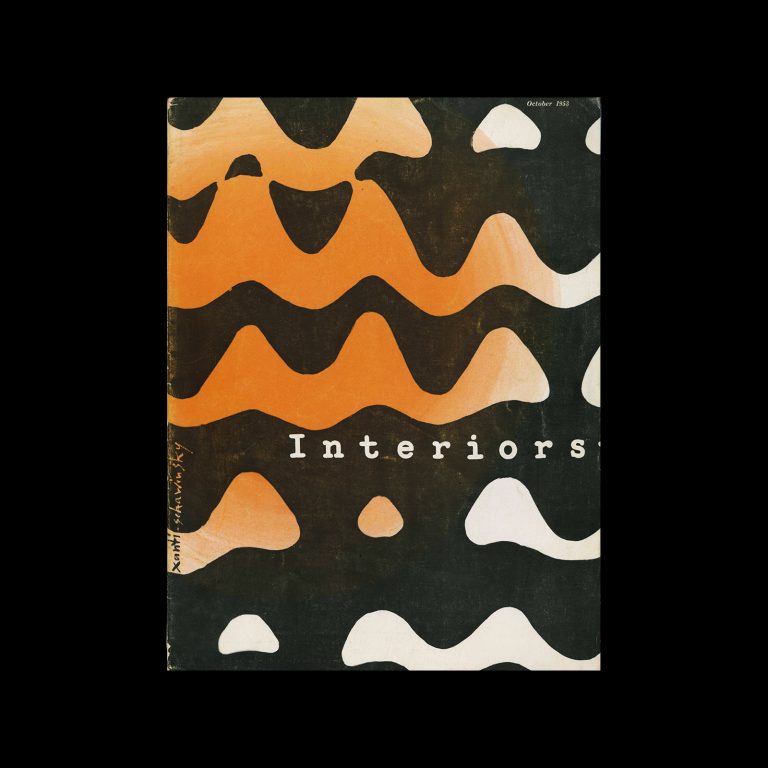 Interiors + Industrial Design, October 1953. Cover design by Xanti Schawinsky