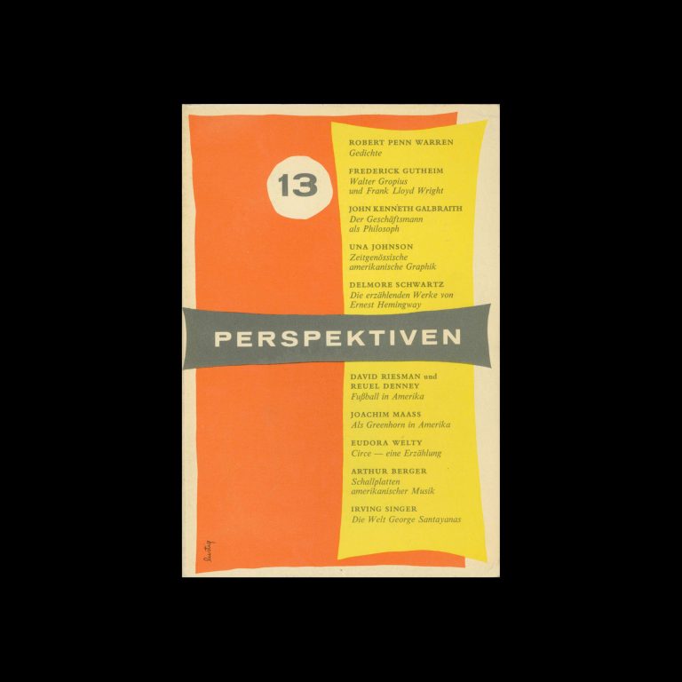 Perspektiven, Literatur, Kunst, Musik, 13, 1955. Cover design by Alvin Lustig