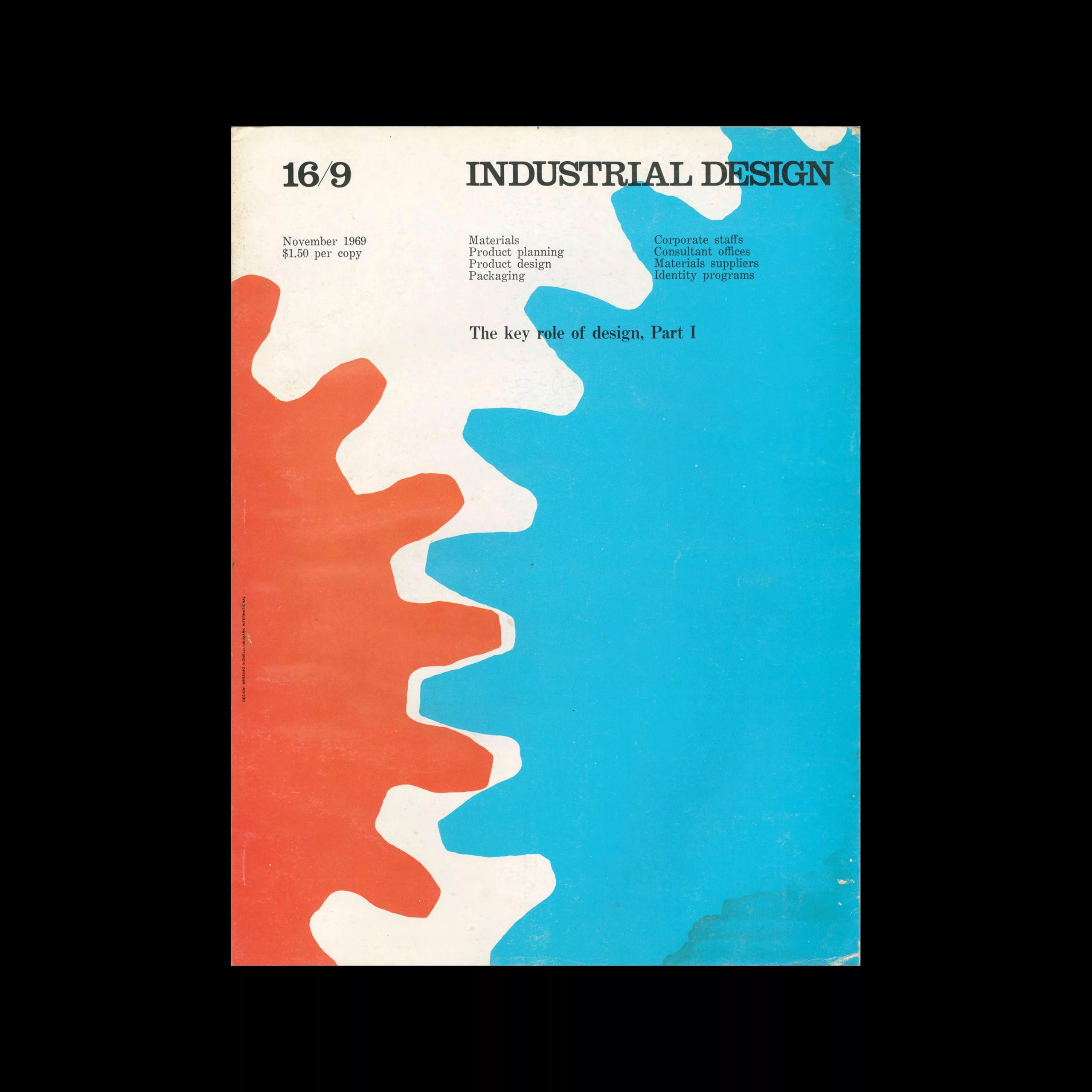 Industrial Design, November, 1969. Cover design by Massimo Vignelli