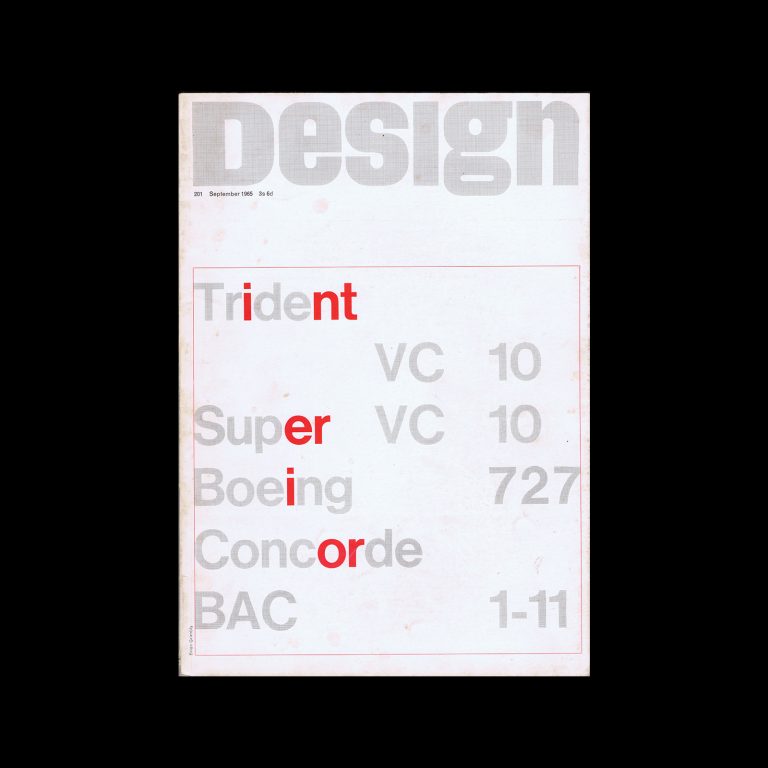 Design, Council of Industrial Design, 201, September 1965. Cover design by Brian Grimbly