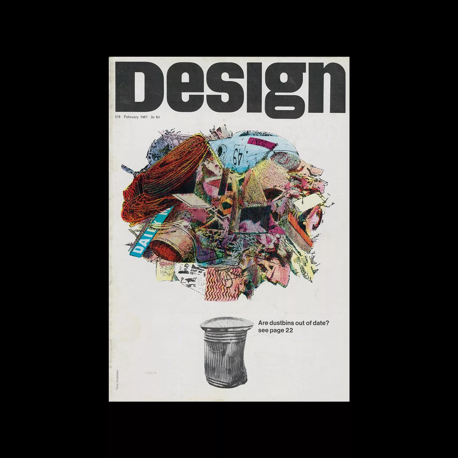 Design, Council of Industrial Design, 218, February 1967. Cover design by Tony Anderson