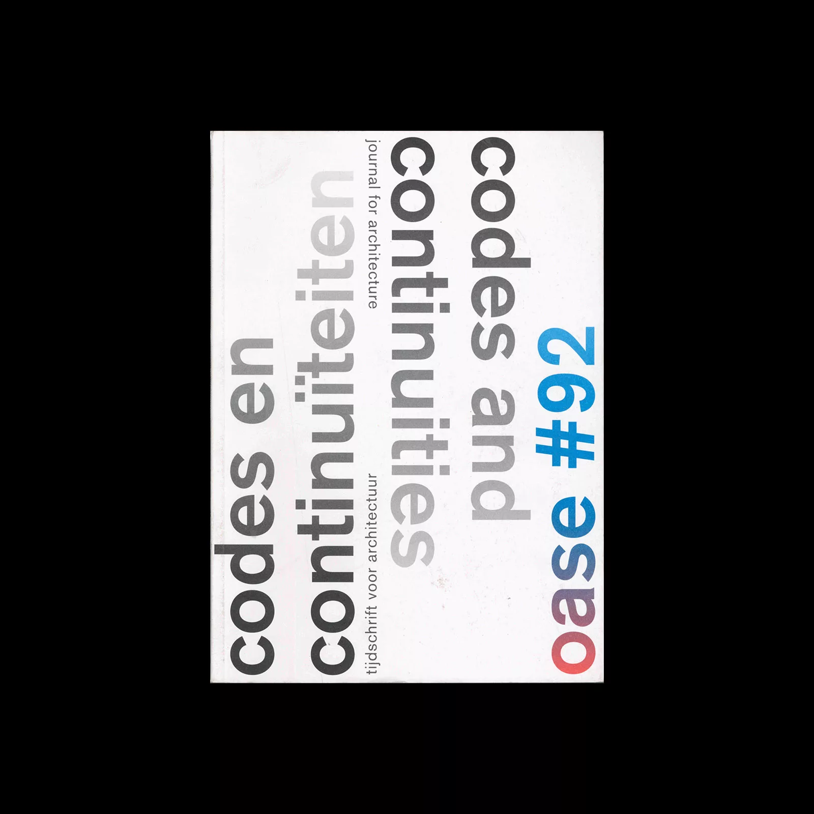 Oase 92, 2014, Codes and Continuities. Designed by Karel Martens & Aagje Martens, Werkplaats Typografie