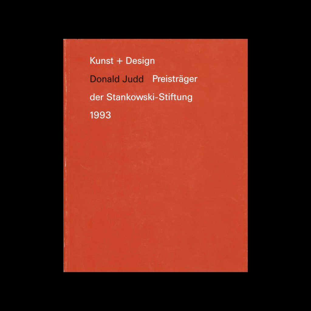 Kunst + Design, Donald Judd, Preisträger der, Stankowski-Stiftung, 1993