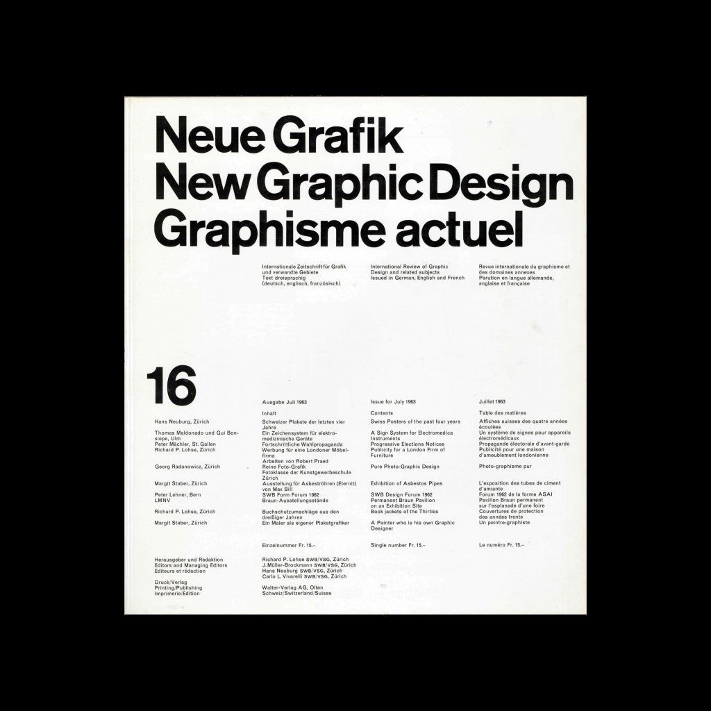 Neue Grafik / New Graphic Design / Graphisme actuel - No.16, 1963 