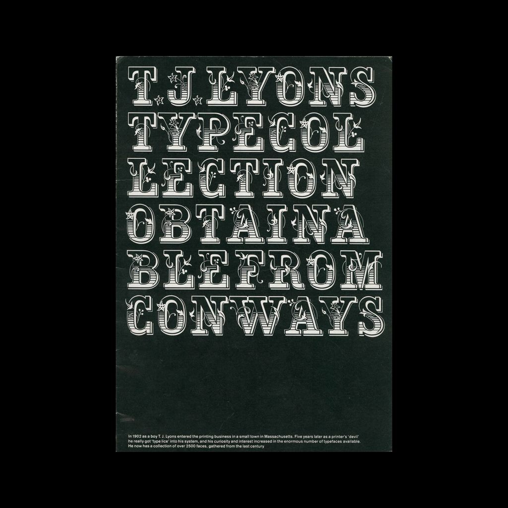 TJ Lyons Type Collection Obtainable from Conways, 1972