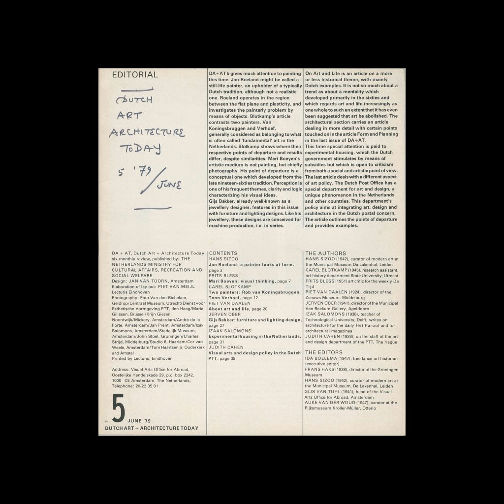 Dutch Art + Architecture Today 05, 1979