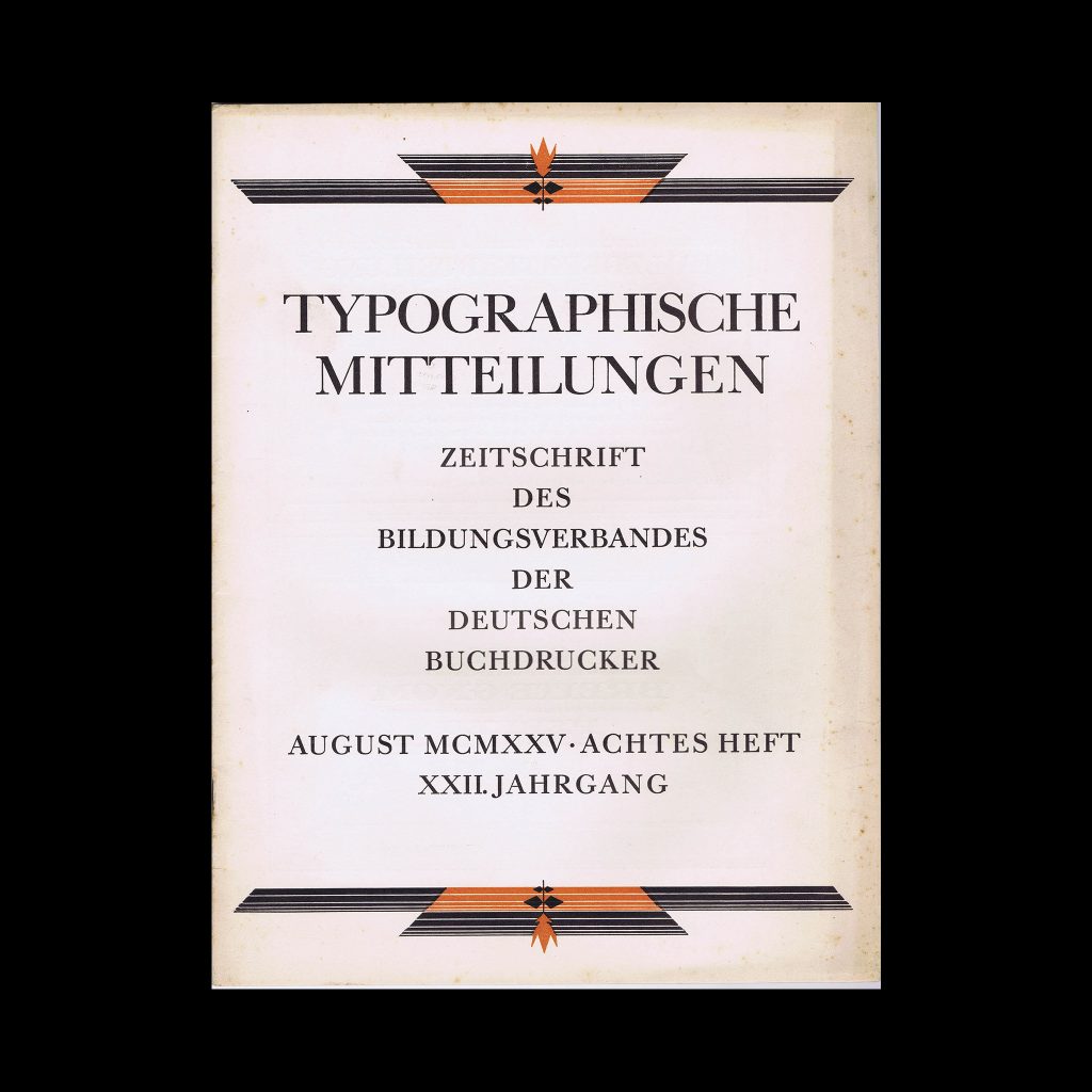 Typographische Mitteilungen, 22 Jahrgang, Achtes Heft, August 1925