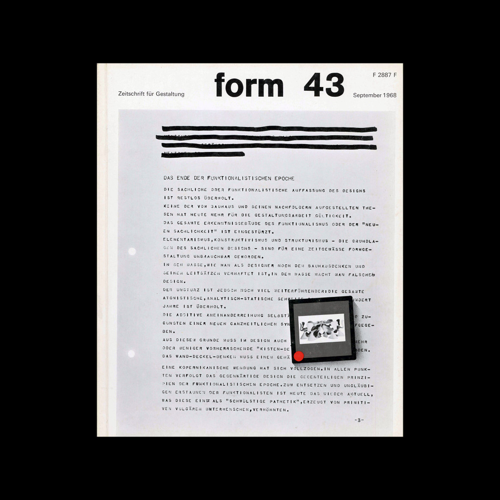 Form, Internationale Revue 43, September 1968