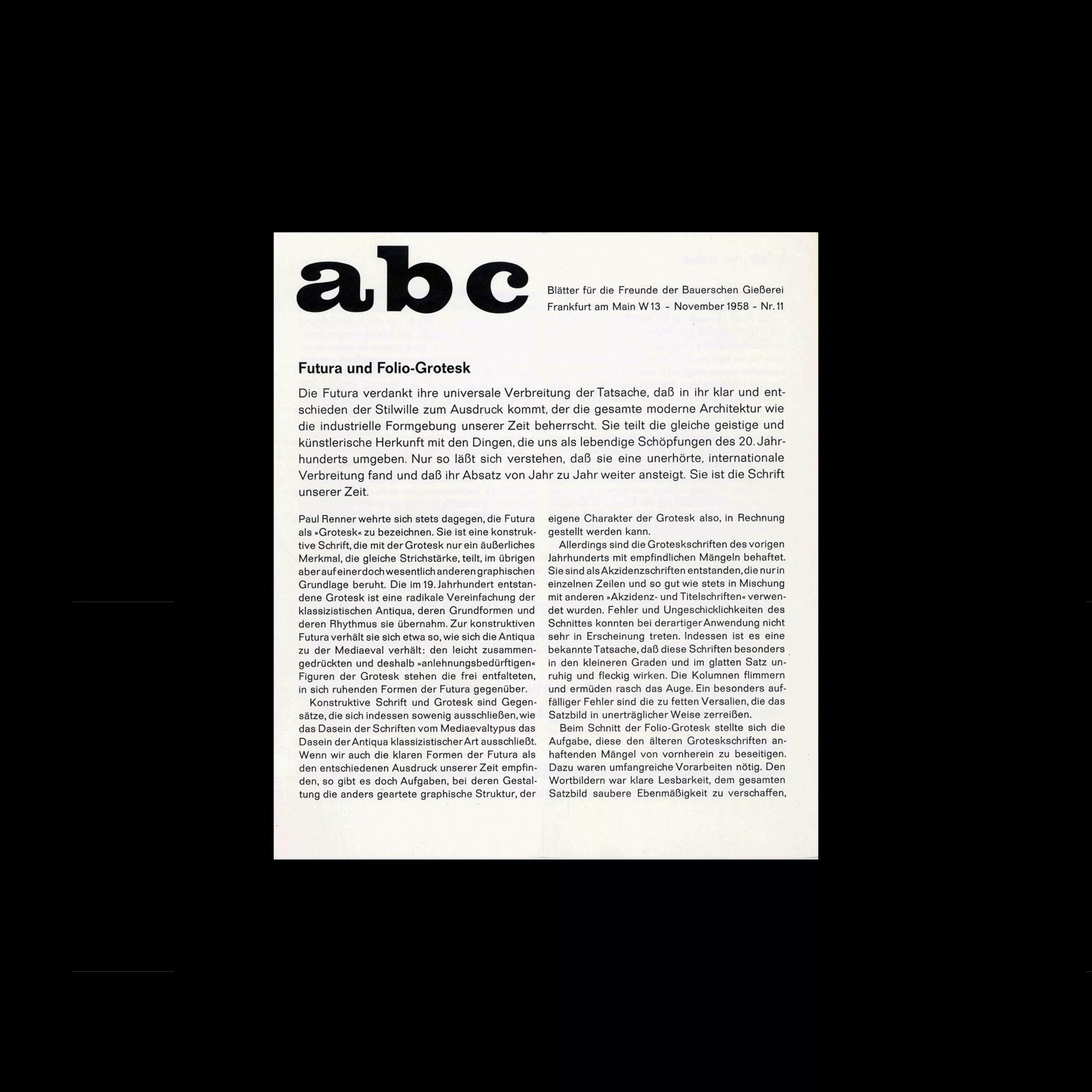 Die Folio, Bauersche Giesserei, Type Specimen, 1965 
