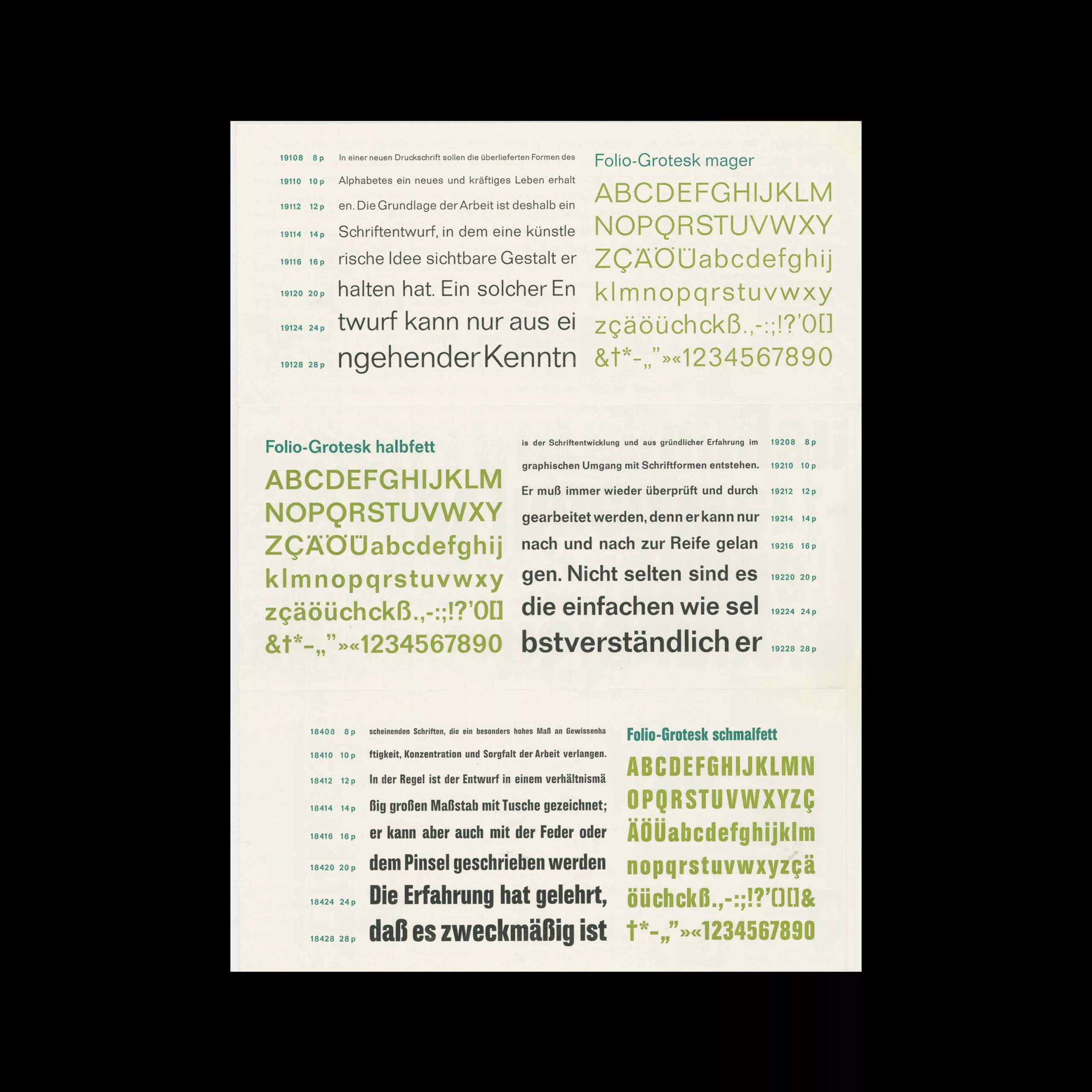 Die Folio, Bauersche Giesserei, Type Specimen, 1965 
