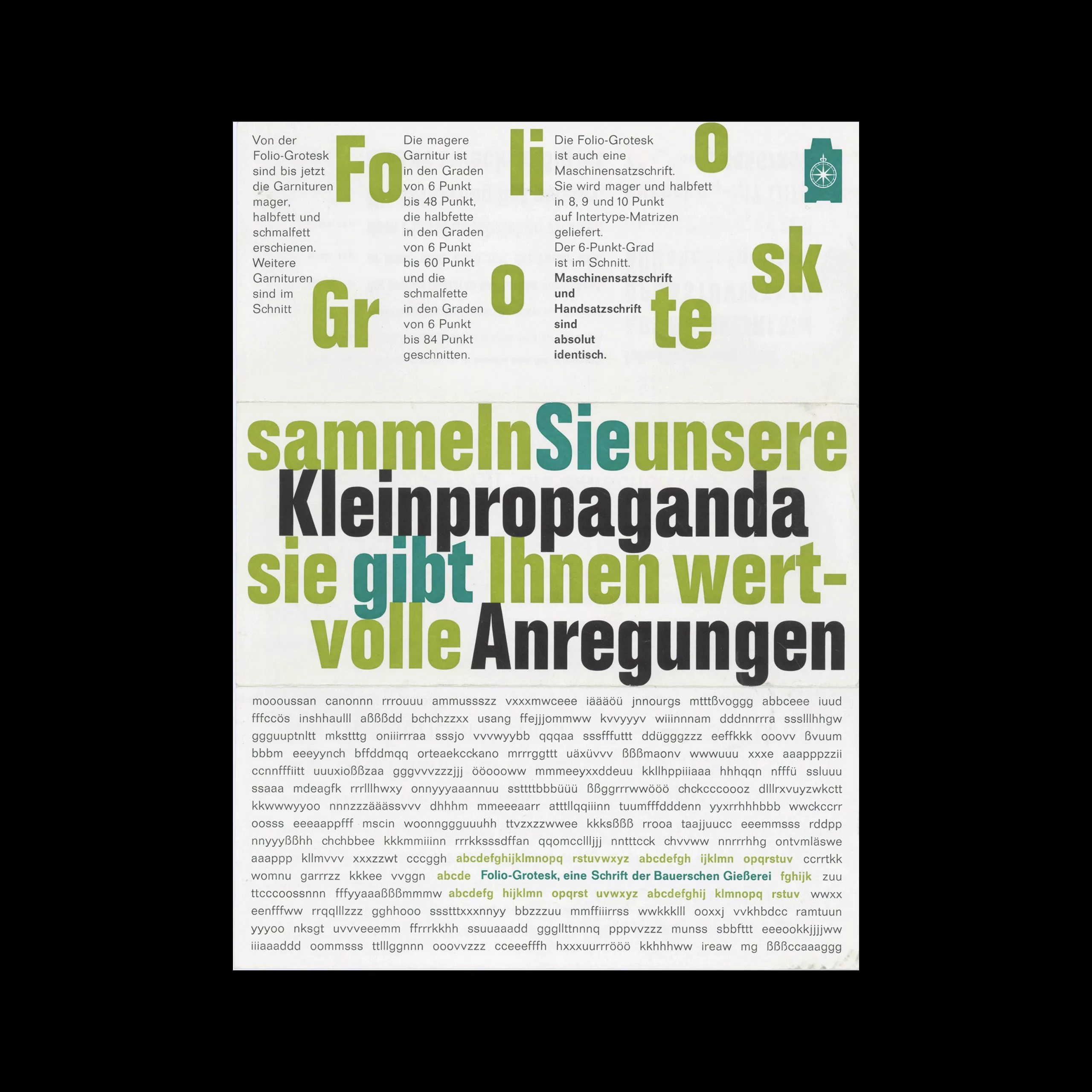 Die Folio, Bauersche Giesserei, Type Specimen, 1965 