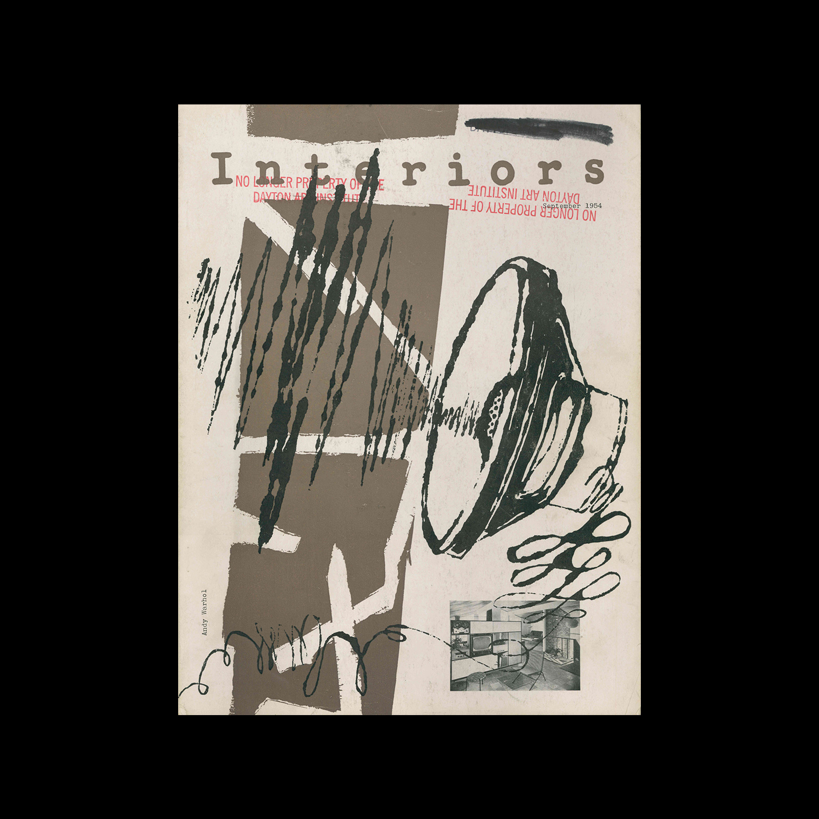 Interiors, September 1954. Cover design by Andy Warhol