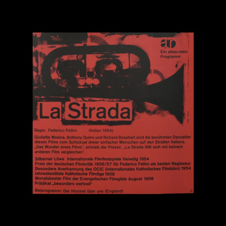 La Strada, Atlas Films Poster, 1964. Designed by Karl Oskar Blase