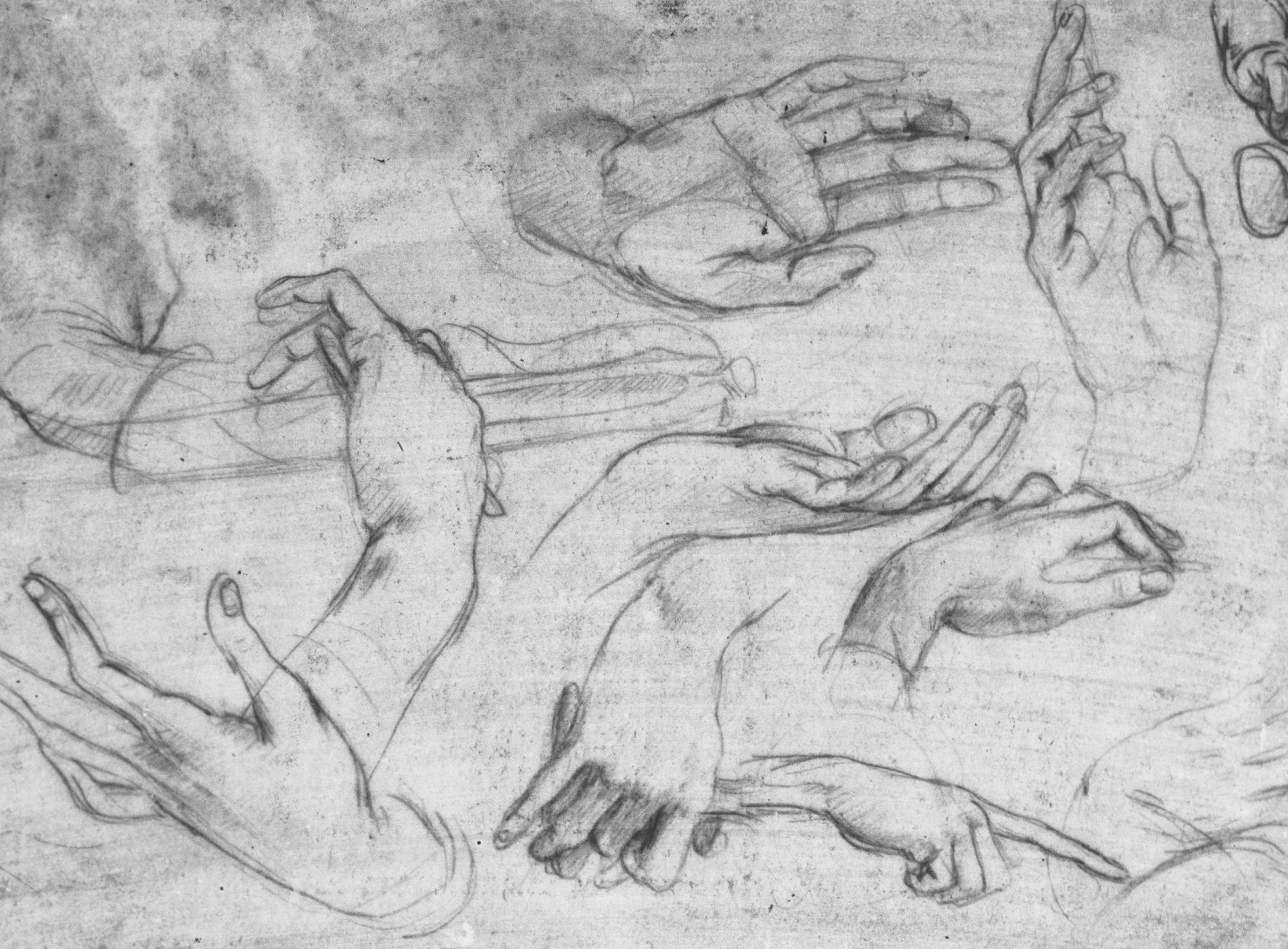 Leonardo da Vinci, Studies of hands, 1480.