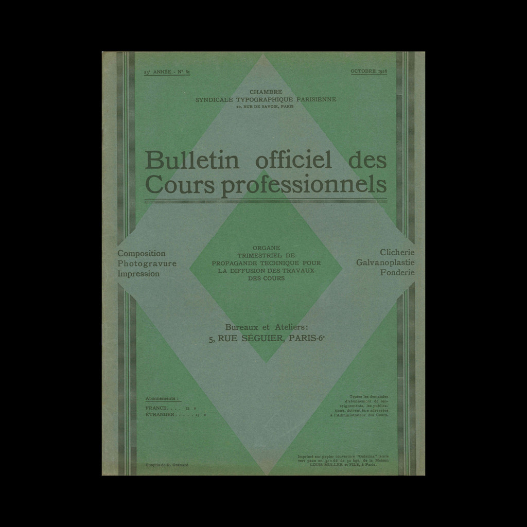 Bulletin officiel des Cours professionnels, Typographic Parisienne, 61, Octobre 1926