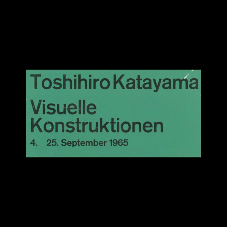 Toshihiro Katayama, Visuelle Konstruktionen, Galerie abc, 1965