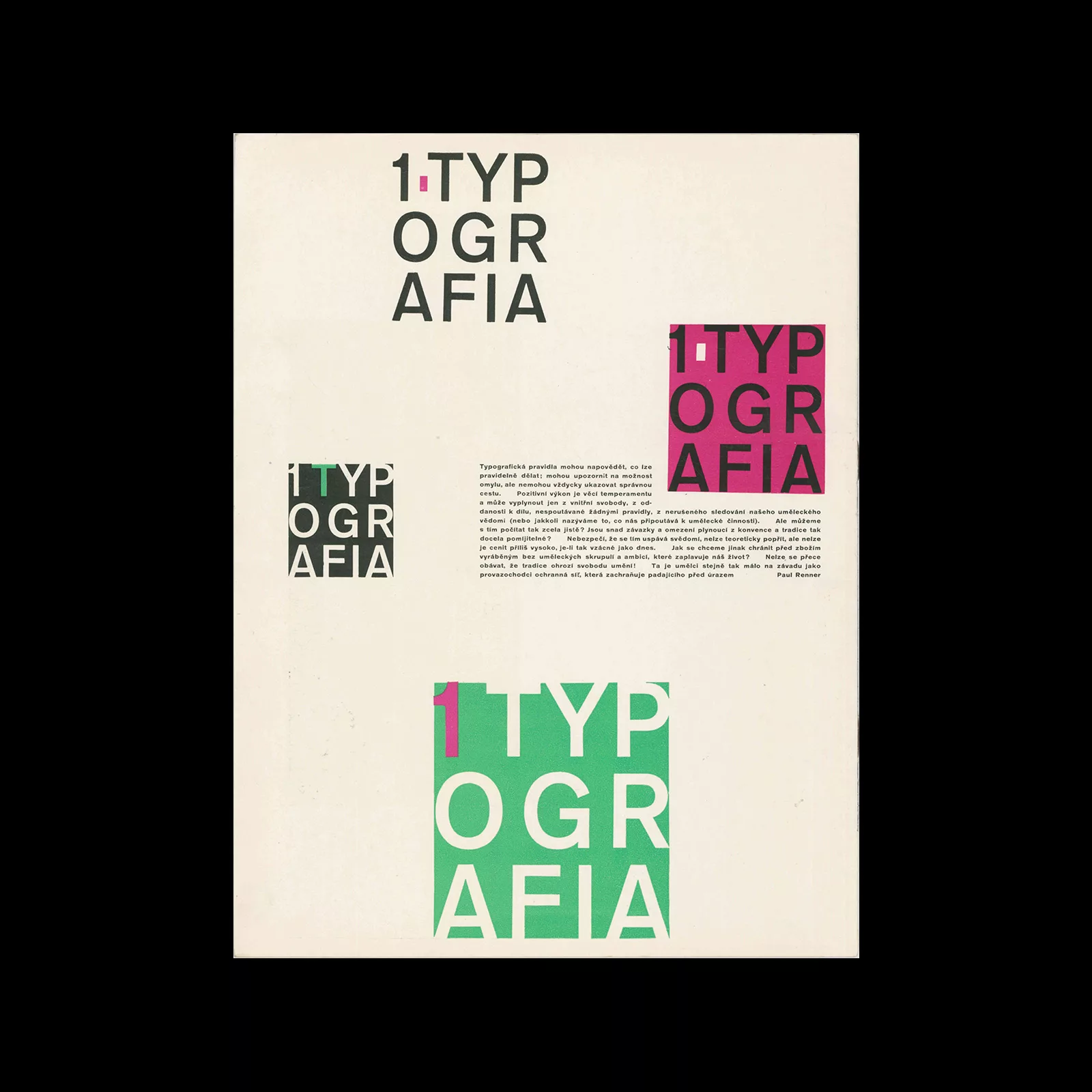 Typografia, ročník 66, 01, 1963. Cover design by Miroslav Nekys