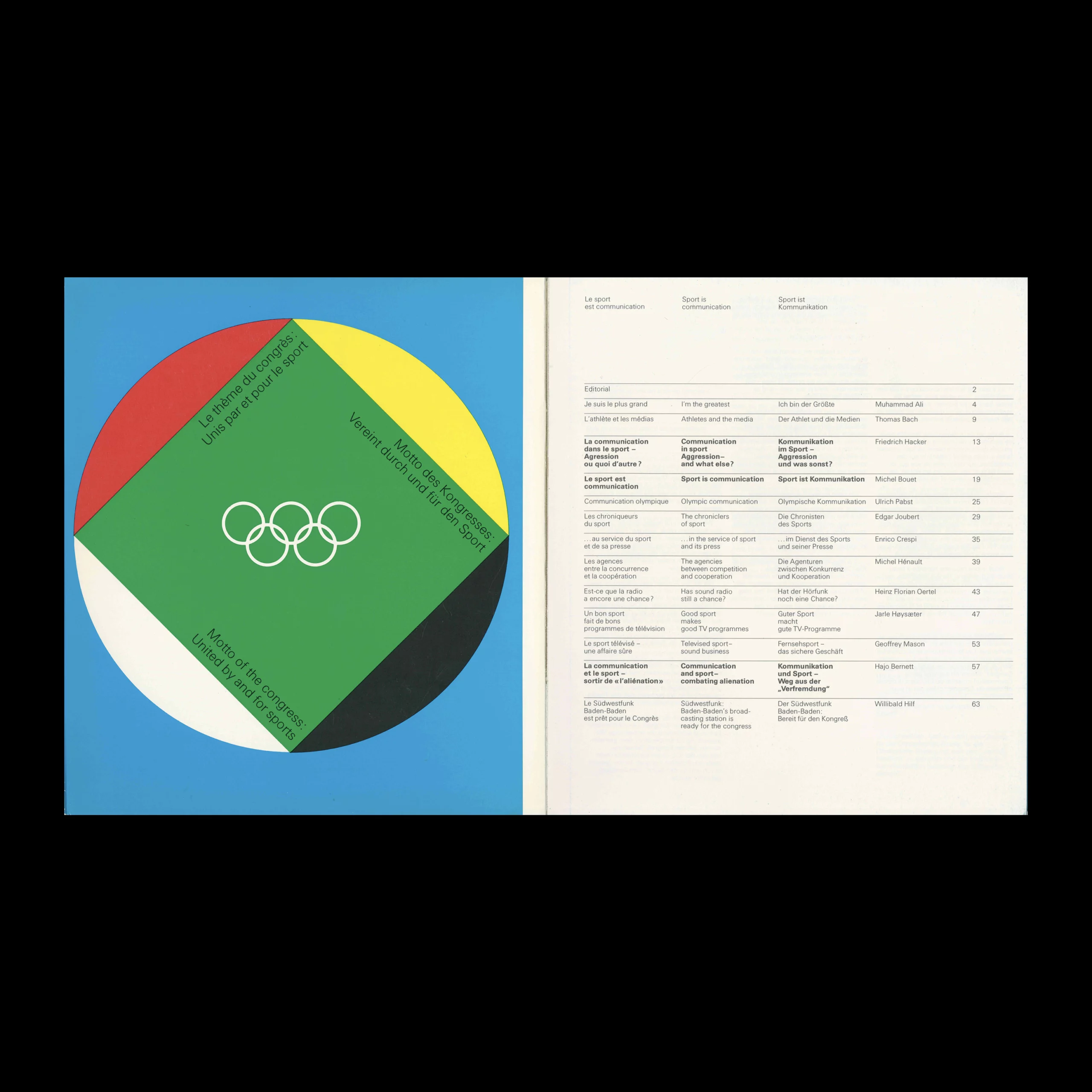 Bulletin 3, 11th Olympic Congress, Sport is Communication, 1981. Designed by Büro Rolf Müller
