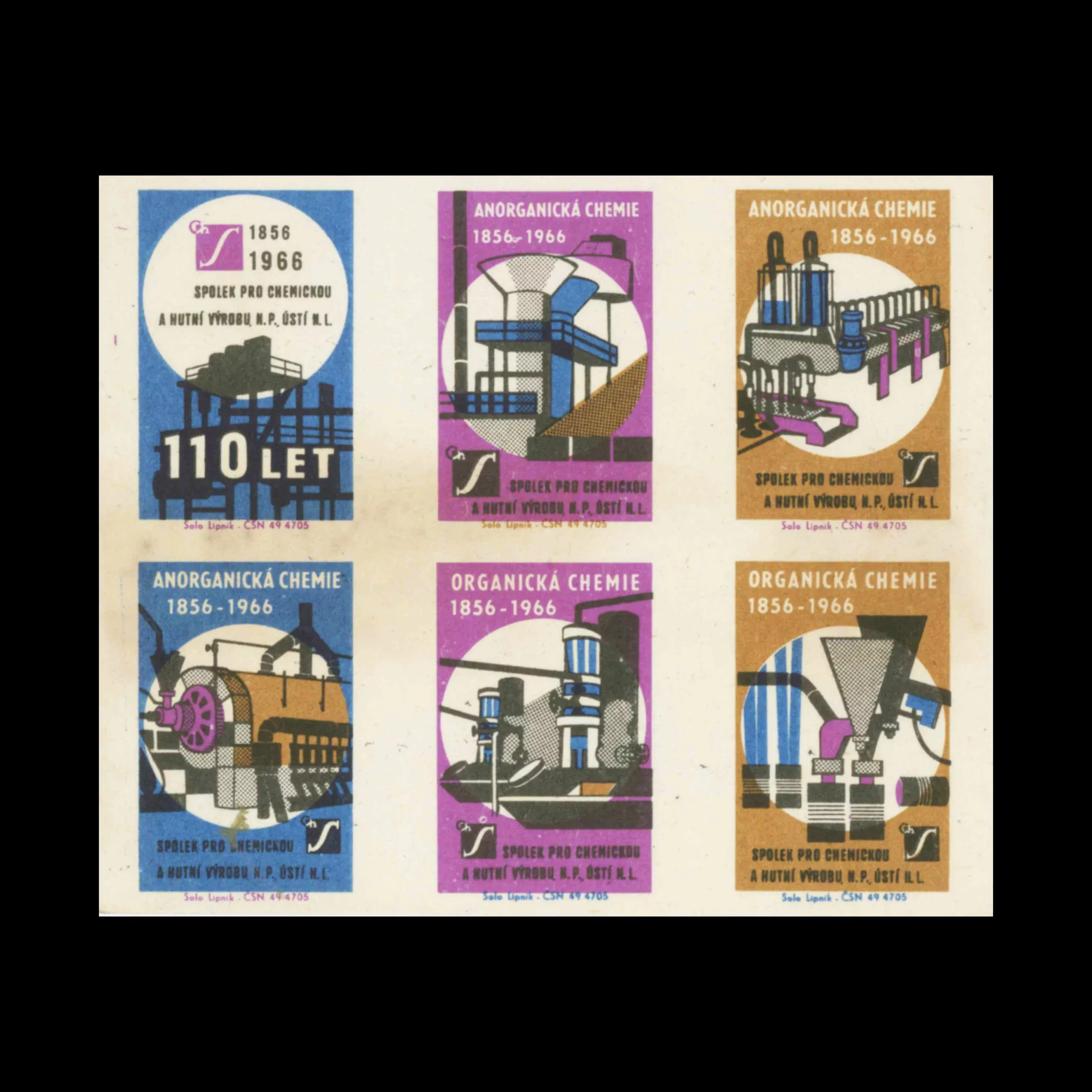 Society for Chemical and Metallurgical Production, Czechoslovakia Matchbox Label Set, 1966