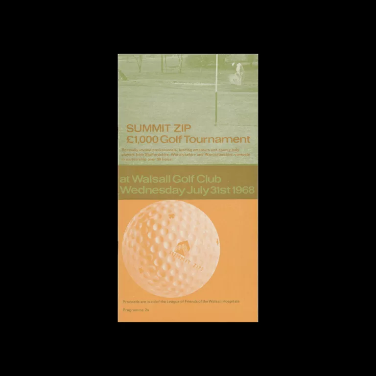 Summit Zip £1,000 Golf Tournament Programme, Walsall Golf Club, 1968