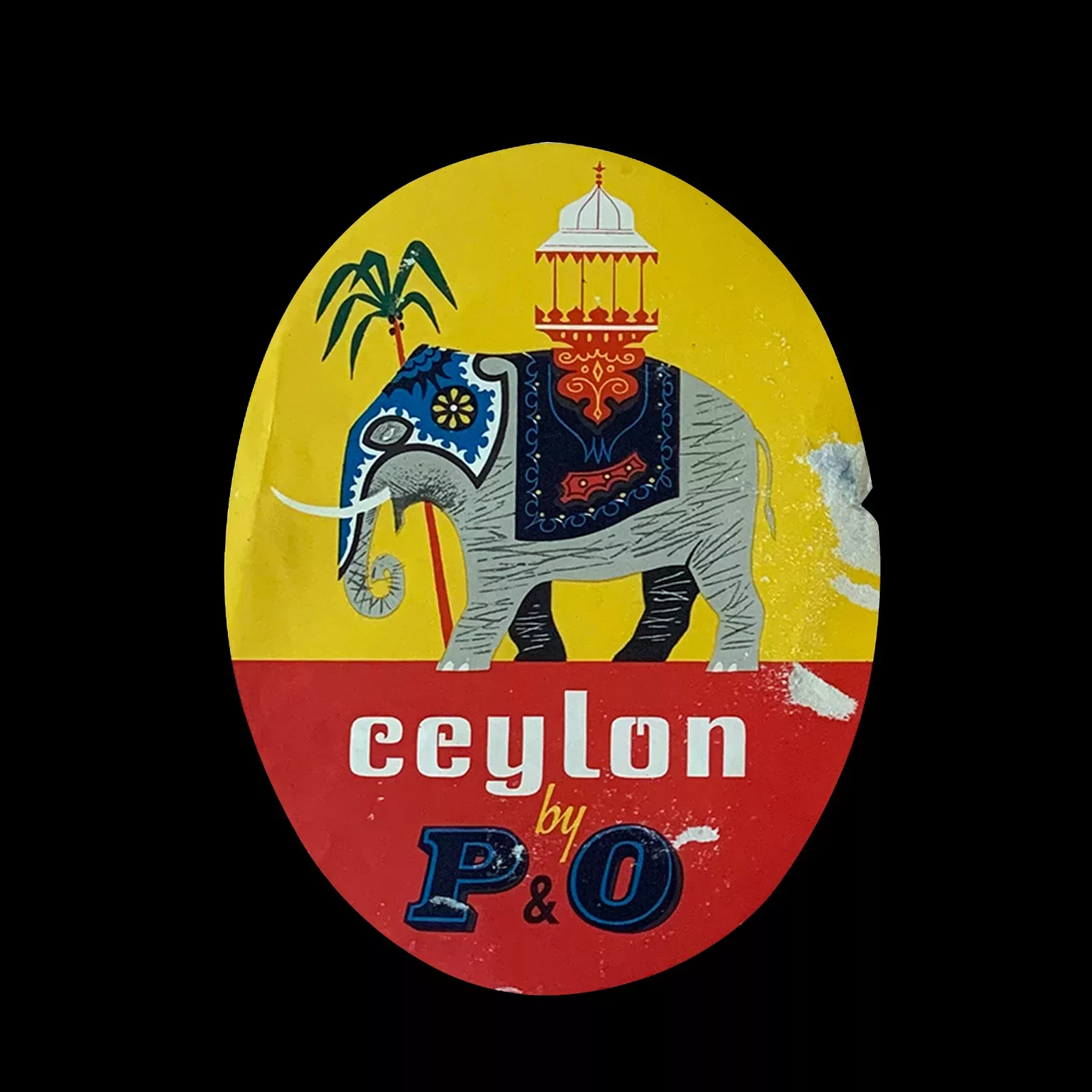 Ceylon by P&O Luggage Label, 1950s