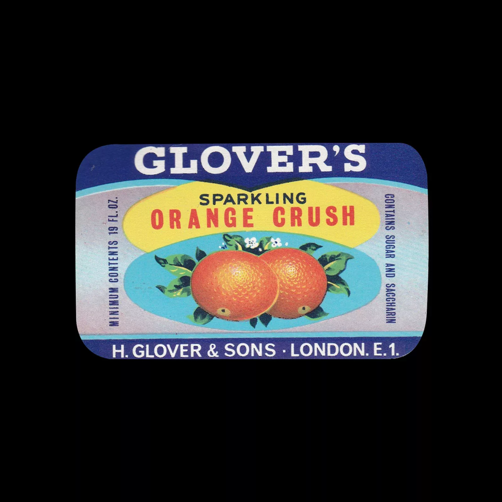 Glover's Orange Crush, Fruit Drink Label