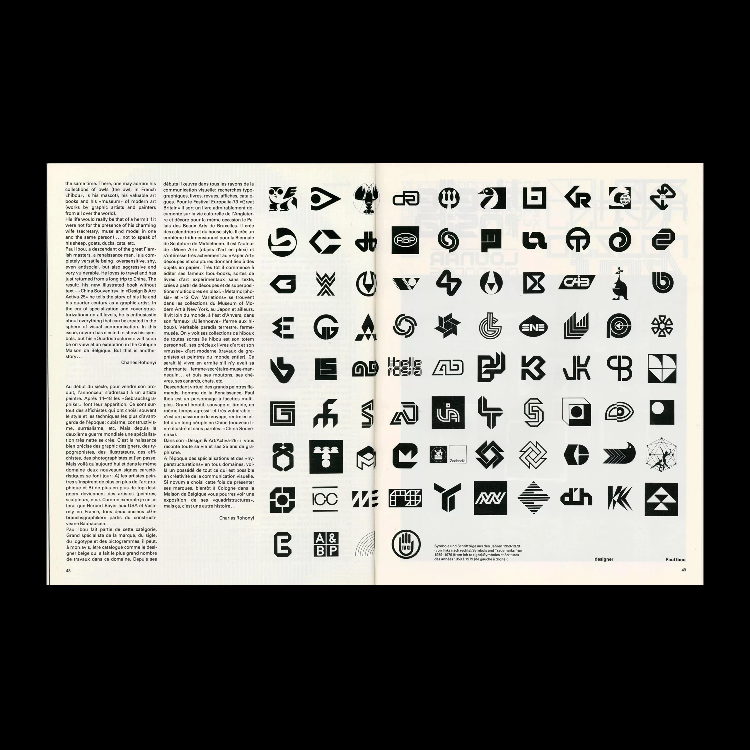Logo designs by Paul Ibou feature in Novum Gebrauchsgraphik, 09, 1980