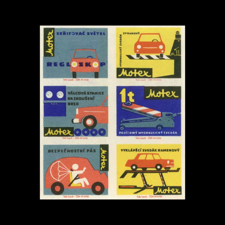 MOTEX, Czechoslovakia Safety, Matchbox Labels, 1966