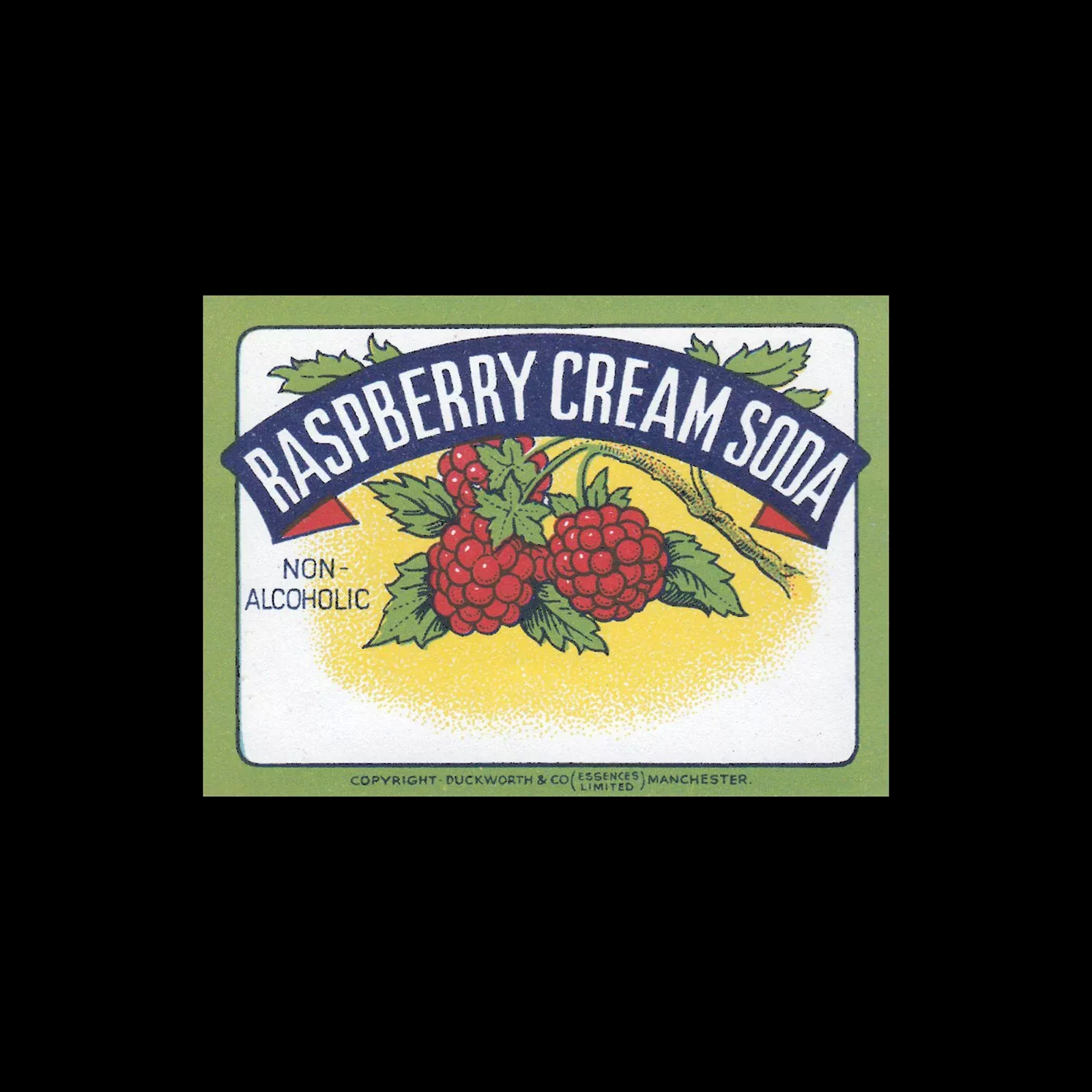 Raspberry Cream Soda, Fruit Drink Label