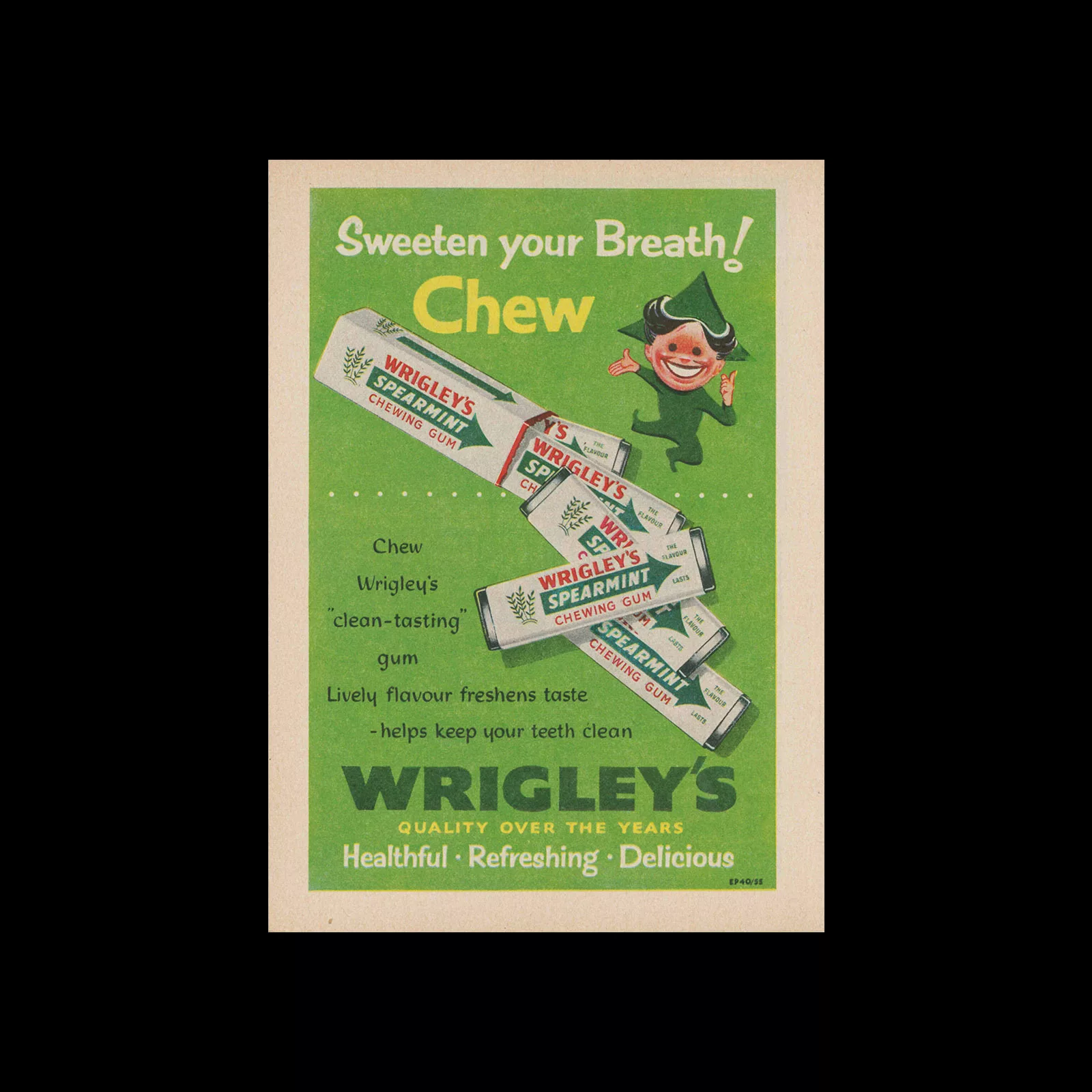 Sweeten Your Breath! Wrigley's Chewing Gum, Advertisement, 1956