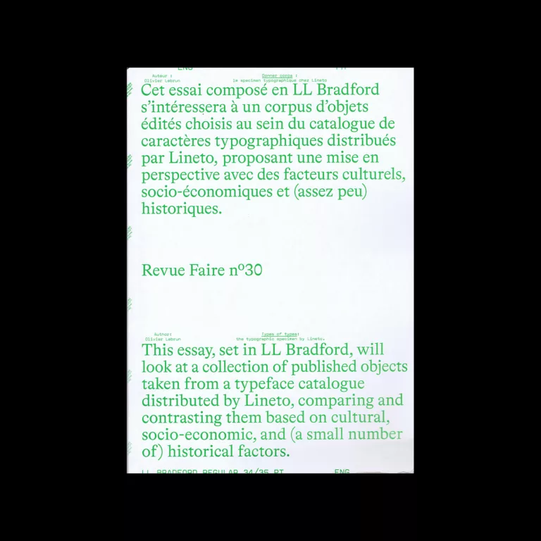 Revue Faire, n°30 — Types of types: the typographic specimen by Lineto, 2021
